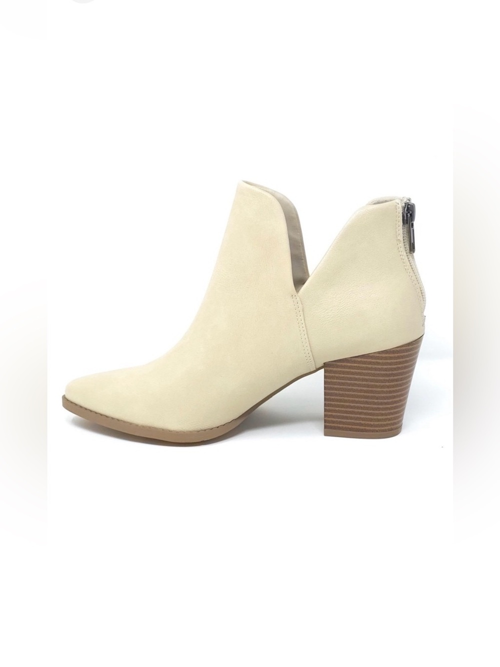 New Sun + Stone Eliza Ecru Faux Leather Almond Toe Ankle Boots Women’s 8M - Picture 7 of 11